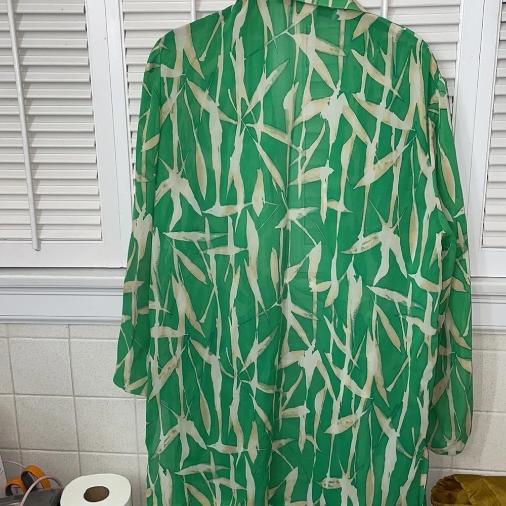 Anne crimmins for umi collection bamboo green flow top skirt two piece set SILK